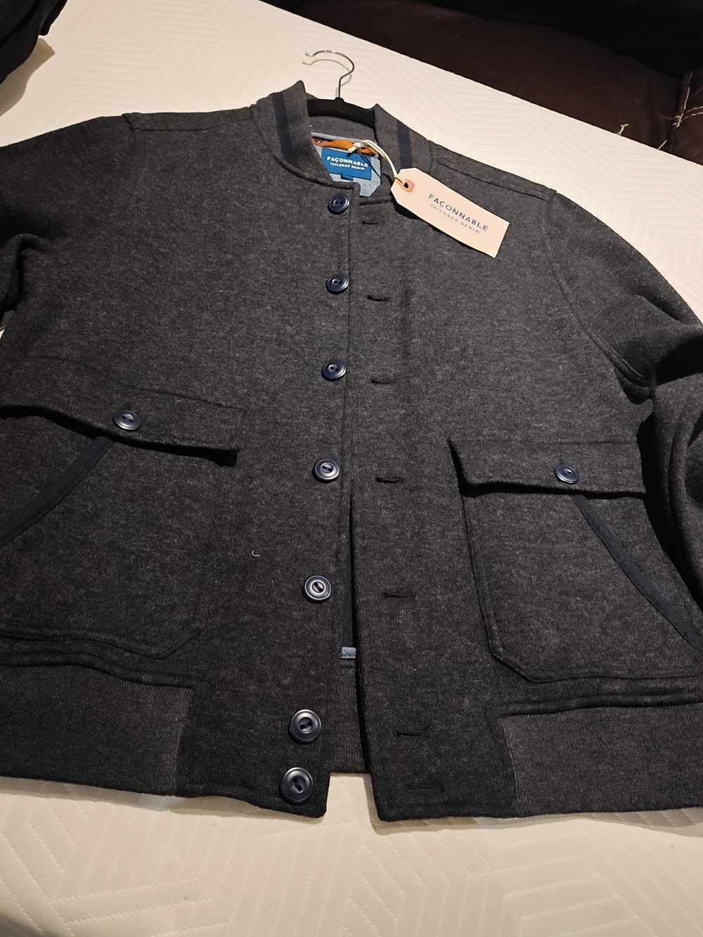 Faconnable Men's Dark Gray Button-Up Jacket